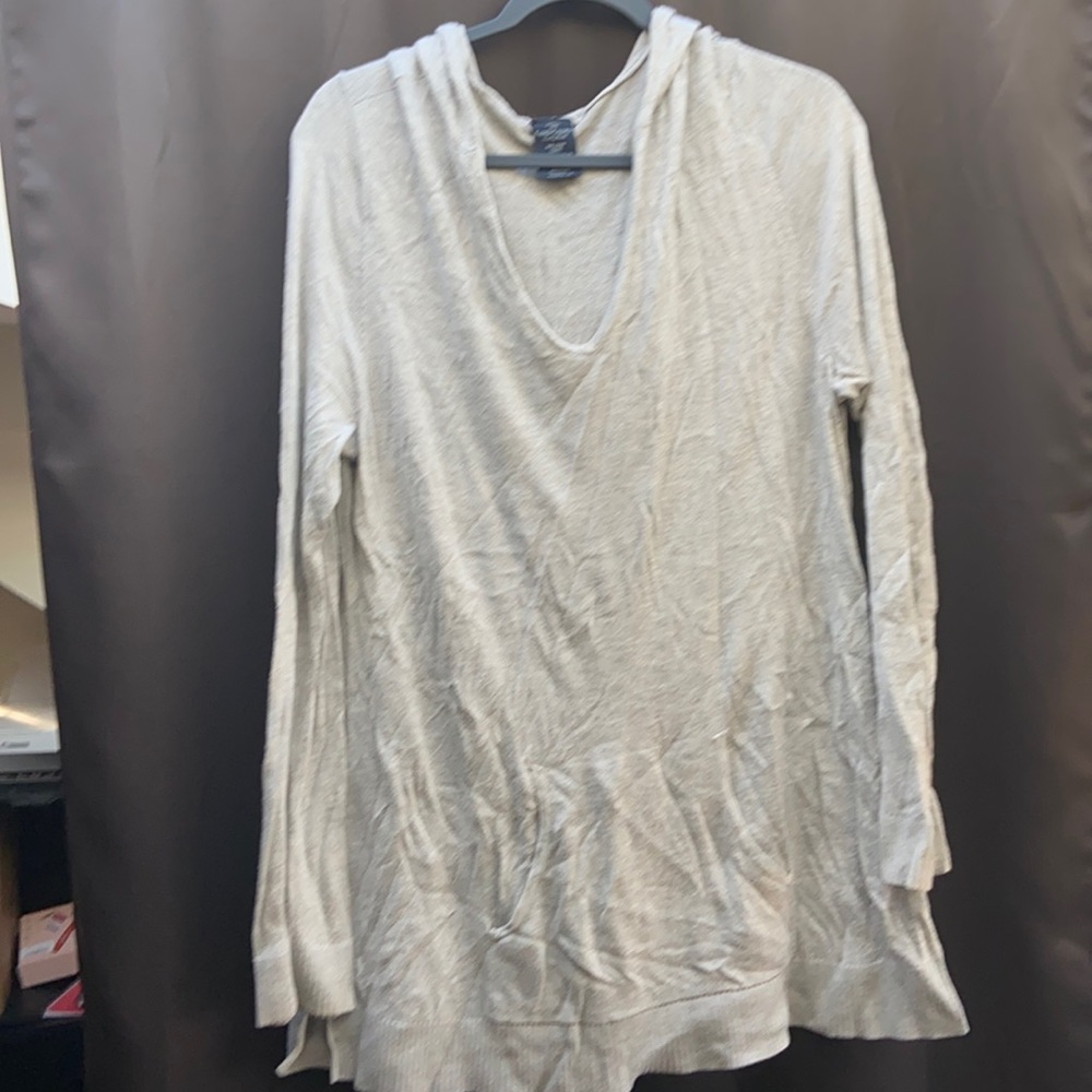 Gray hooded top